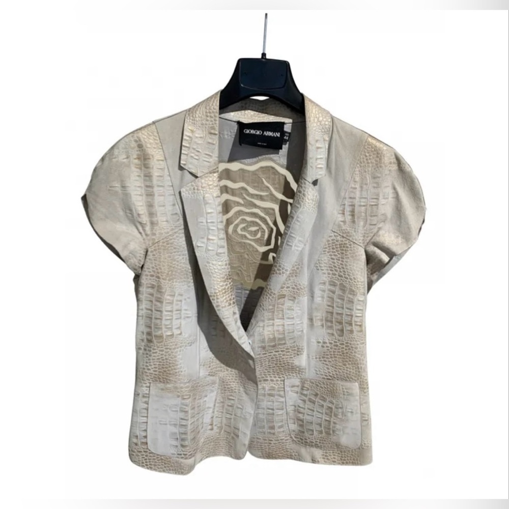 GIORGIO ARMANI Leather Blazer/Shirt Sz 8, 44IT, Good condition